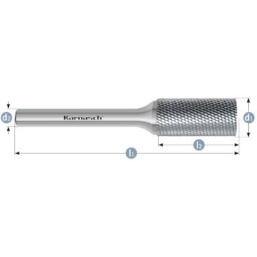 HM Frässtifte - 8 x 20 x 6 x 65 <br>Zahnform: HP-11 Micro - Form: Zylinder + Stirnverzahnung - DIN 8033: ZYB
