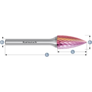 HM Frässtifte - 12 x 25 x 6 x 70 <br>Zahnform: HP-1 - Form: Spitzbogen - DIN 8033: SPG