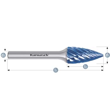 HM Frässtifte - 6 x 18 x 6 x 50 <br>Zahnform: HP-8 - Form: Spitzbogen - DIN 8033: SPG