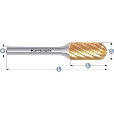 HM Frässtifte - 8 x 20 x 6 x 65 <br>Zahnform: HP-9 - Form: Walzenrundform - DIN 8033: WRC