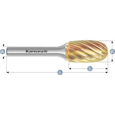 HM Frässtifte - 10 x 16 x 6 x 60 <br>Zahnform: HP-9 - Form: Tropfen - DIN 8033: TRE