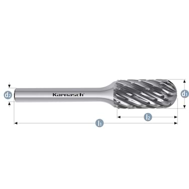 HM Frässtifte - 1 x 4 x 3 x 38 <br>Zahnform: HP-8 - Form: Walzenrundform - DIN 8033: WRC
