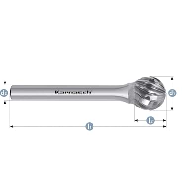 HM Frässtifte - 8 x 7 x 6 x 52 <br>Zahnform: HP-8 - Form: Kugel - DIN 8033: KUD