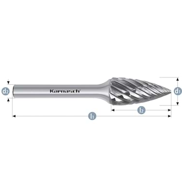 HM Frässtifte - 10 x 20 x 6 x 65 <br>Zahnform: HP-8 - Form: Spitzbogen - DIN 8033: SPG