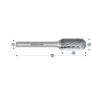 HM Frässtifte - 10 x 20 x 6 x 65 <br>Zahnform: HP-1 - Form: Walzenrundform - DIN 8033: WRC