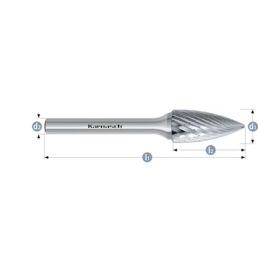 HM Frässtifte - 6 x 12 x 3 x 44 <br>Zahnform: HP-1 - Form: Spitzbogen - DIN 8033: SPG