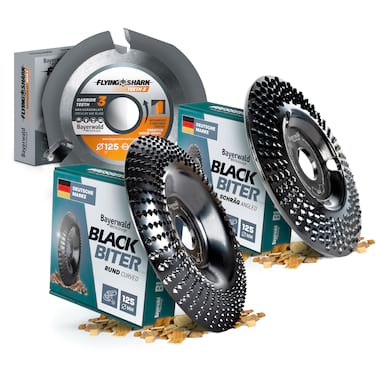 Bayerwald Wood Shaping Set - Black Biter rund, Standard & Flying Shark - Kraftvolle Präzision für kreative Holz- & Materialbearbeitung