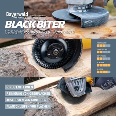 Bayerwald Wood Shaping Set - Black Biter rund, Standard & Flying Shark - Kraftvolle Präzision für kreative Holz- & Materialbearbeitung