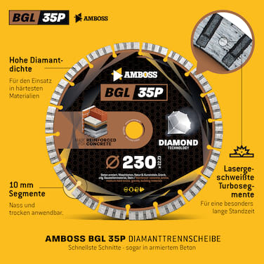 Amboss DreamTeam Set - Carbide Wolf Universal HM + Metal Shock 5000+ Stahl + BGL 35P Beton Trennscheiben 230 mm Winkelschleifer Profi Baustelle