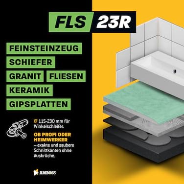 Amboss Diamant-Trennscheiben-Trio - UBS 12S / GBS 36R / FLS 23R - 125 mm Set für Beton Naturstein Fliesen Winkelschleifer Profi Baustelle