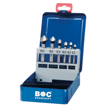 Bohrcraft Kegelsenker-Set 90 Grad DIN 335 C HSS-G - Kopf: 6.3 | 8.3 | 10.4 | 12.4 | 16.5 | 20.5 mm Schaft in Metal-Box