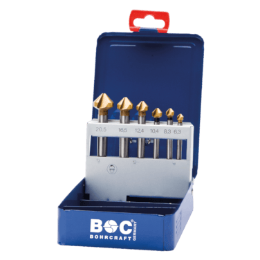 Bohrcraft Kegelsenker-Set 90 Grad DIN 335 C HSS-G TiN - Kopf: 6.3 | 8.3 | 10.4 | 12.4 | 16.5 | 20.5 mm Schaft: