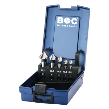 Bohrcraft Kegelsenker-Set 90 Grad DIN 335 C HSS Co5 - Kopf: 6.3 | 10.4 | 16.5 | 20.5 | 25.0 mm Schaft in ABS-Box