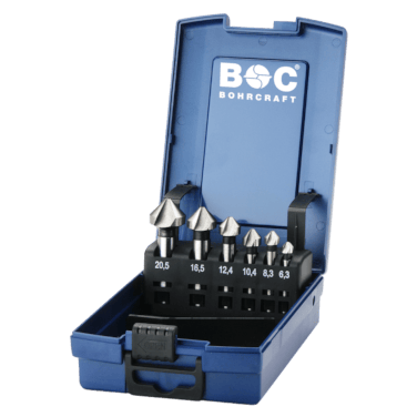 Bohrcraft Kegelsenker-Set 90 Grad DIN 335 C Ungleiche Teilung HSS-G - Kopf: 6.3 | 8.3 | 10.4 | 12.4 | 16.5 | 20.5 mm Schaft:  