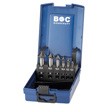 Bohrcraft Kegelsenker-Set 90 Grad DIN 335 C Ungleiche Teilung HSS-G AlCro - Kopf: 6.3 | 8.3 | 10.4 | 12.4 | 16.5 | 20.5 mm Schaft:  