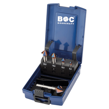 Bohrcraft Kegelsenker-Set 90 Grad DIN 335 C Ungleiche Teilung HSS Co5 blue+ - Kopf: 6.3 | 10.4 | 12.4 | 16.5 | 20.5 mm Schaft:  
