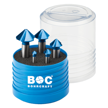 Bohrcraft Kegelsenker-Set 90 Grad DIN 335 C Ungleiche Teilung HSS Co5 blue+ - Kopf: 6.3 | 10.4 | 16.5 | 20.5 | 25.0 mm Schaft:  