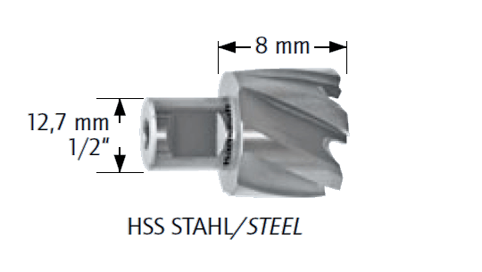 Größen: 12-100 mm Kernbohrer Kernlochbohrer HSS-Co 8% Schnittlänge 55 mm 