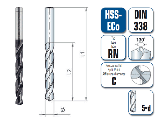 HSS MAYKESTAG HSS Eco Spiralboher Foret hélicoïdal DIN 338 RN 6.80 mm 