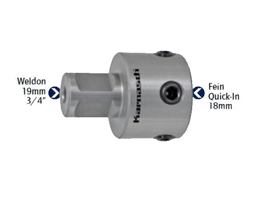 Adapter mit Bohrung 6,34mm Nitto/Universal 19mm FEIN Quick-In 18mm Weldon 