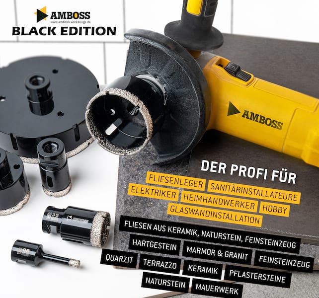 Amboss Black Edition Diamant Fliesen. Bohrkrone - für Feinsteinzeug