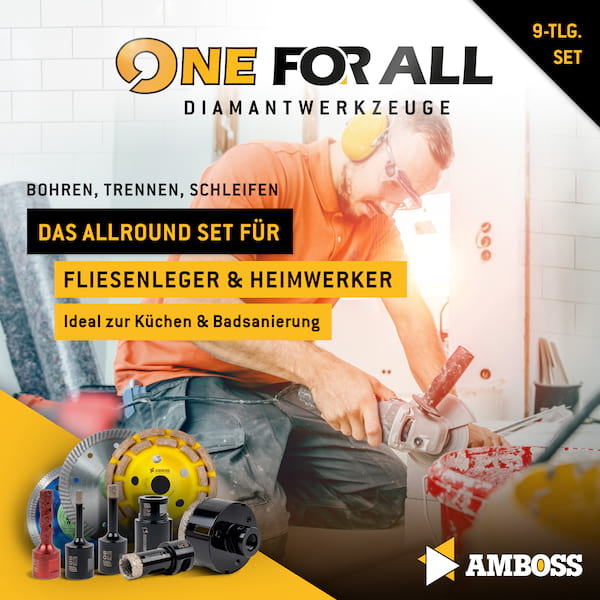 4251128789773 - Amboss One For All Set 9 - Diamant-Lochsägen Diamant-Trennscheiben und Diamant-Schleiftopf Ø 6-125 mm