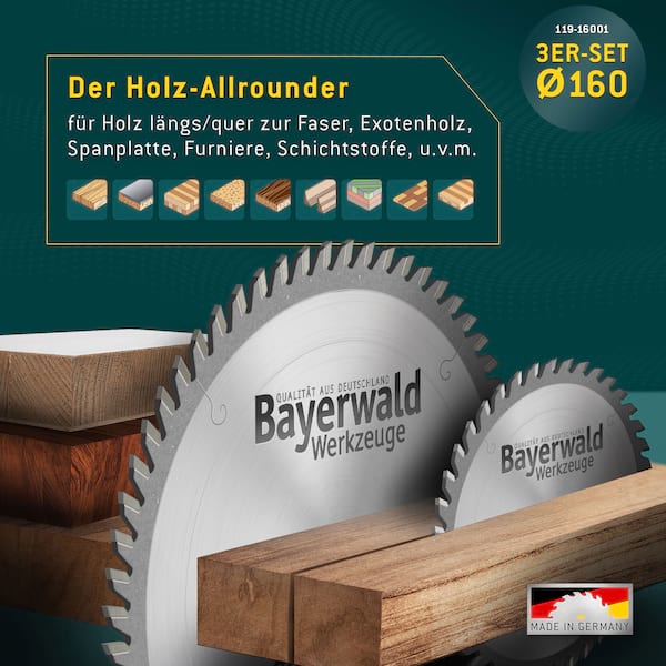 4251128764732 - HOLZ ALLROUND Ø160 Hand-Kreissägeblatt Set