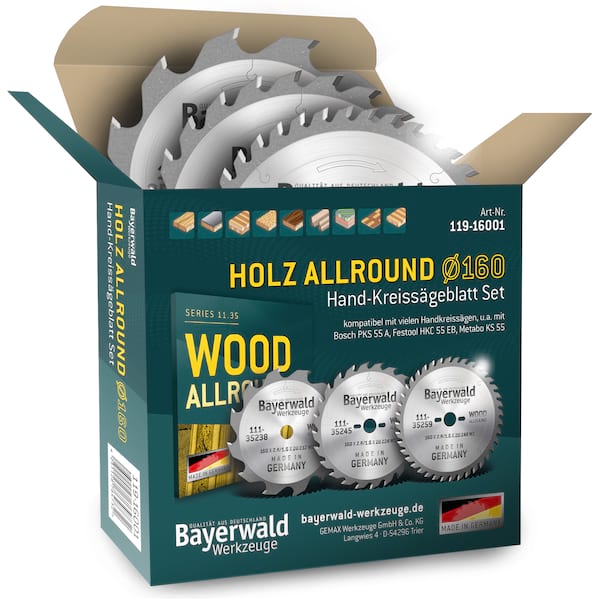 4251128764732 - HOLZ ALLROUND Ø160 Hand-Kreissägeblatt Set