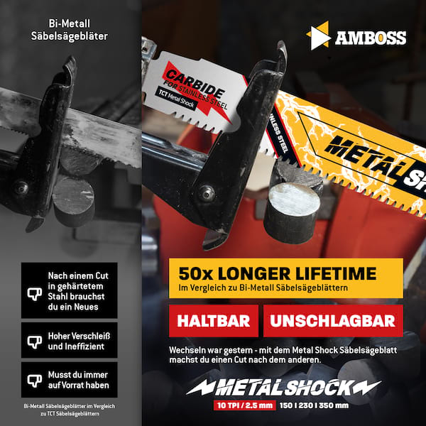 4251128791929 - 3x Amboss Metal Shock Säbelsägeblatt Länge 150 mm 10 ZpZ