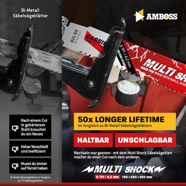 4251128792438 - 3x Amboss Multi Shock Säbelsägeblatt Länge 300 mm 6 ZpZ