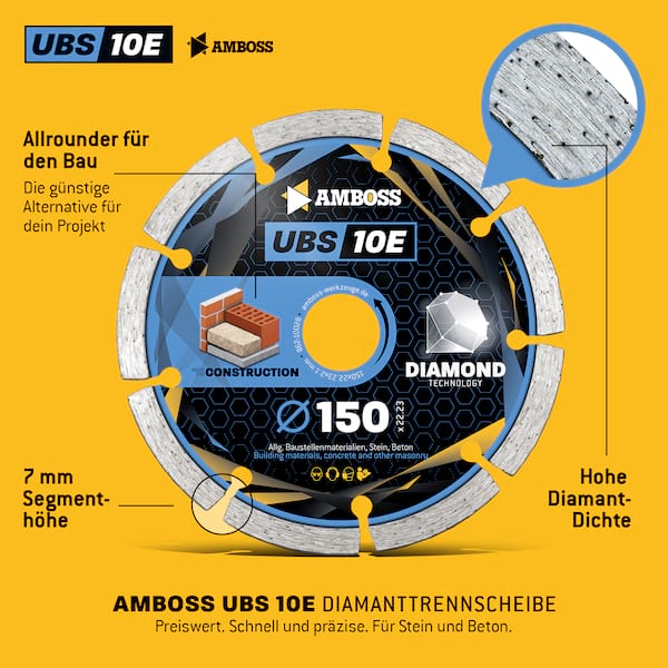 4251128780015 - Amboss UBS 10E Diamant Trennscheibe - 150 x 21 x 222