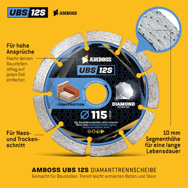 4251128780046 - Amboss UBS 12S Diamant Trennscheibe - 115 x 19 x 222