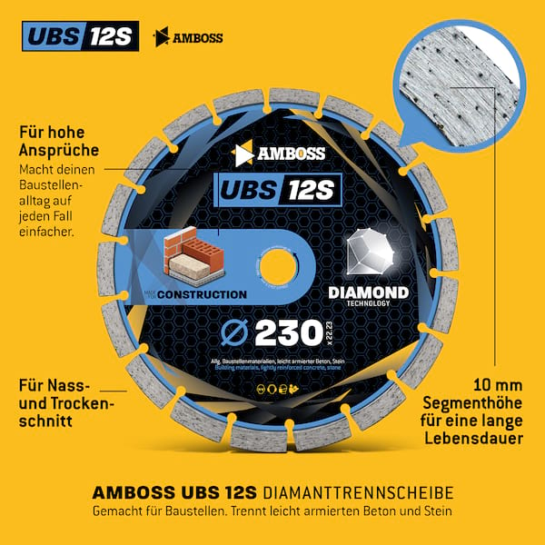 4251128780060 - Amboss UBS 12S Diamant Trennscheibe - 230 x 25 x 222