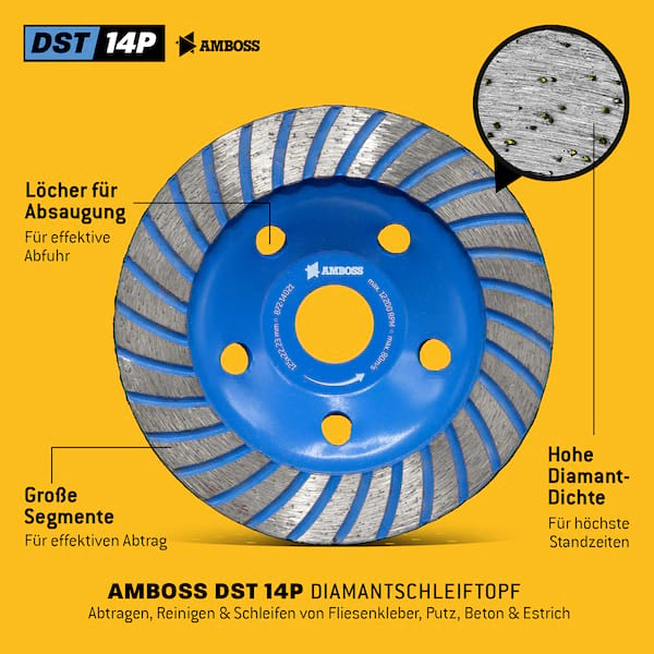 4251128792100 - Amboss DST 14P Diamant Schleiftopf Ø 125 mm x  2223