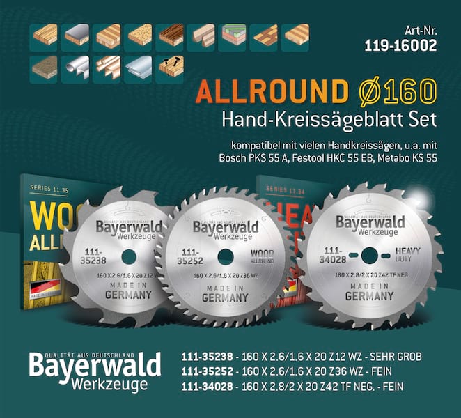 4251128700013 - ALLROUND Ø160 Hand-Kreissägeblatt Set