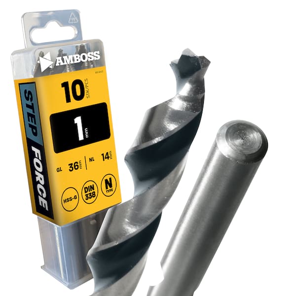4251128794647 - 10 x HSS G STEP Force Metallbohrer DIN 338 - Ø1 mm