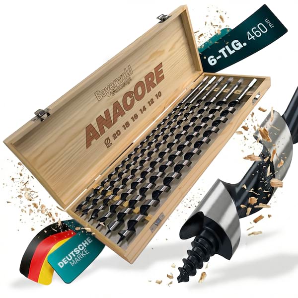 4251128702345 - Bayerwald 6-tlg Schlangenbohrer Set - Gesamtlänge 460 mm ANACORE 6 - Ø 10-12-14-16-18-20 mm - extra lang