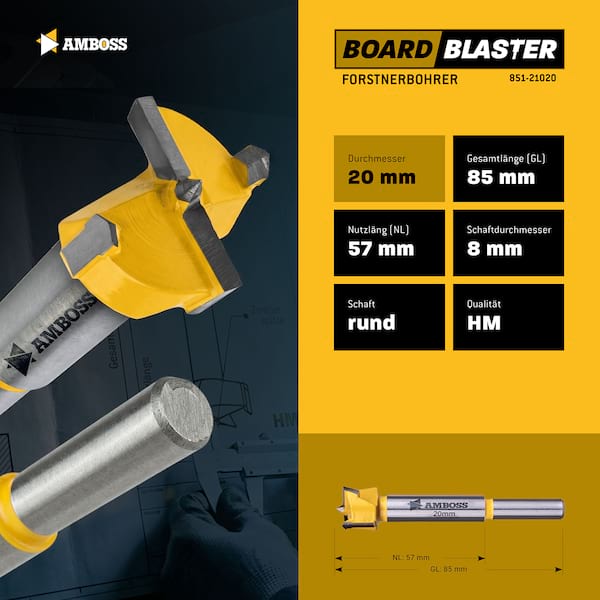 4251128769775 - Ø 20 mm Forstnerbohrer - AMBOSS BOARDBLASTER