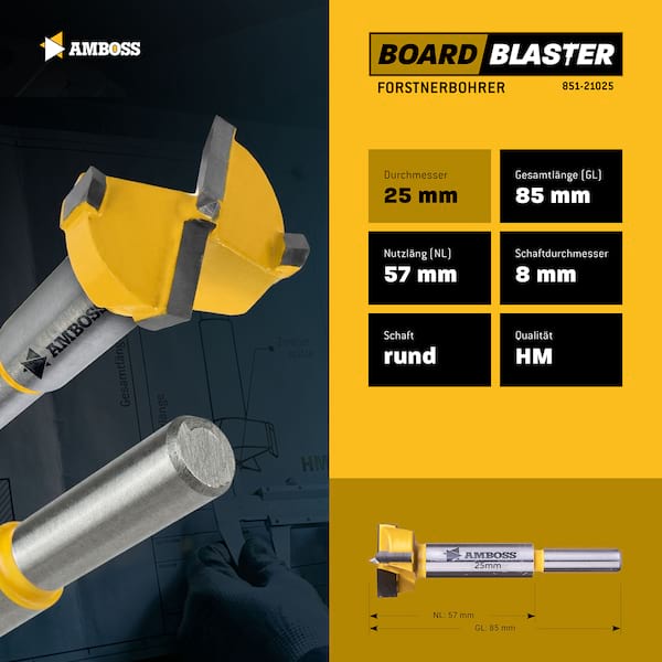 4251128769782 - Ø 25 mm Forstnerbohrer - AMBOSS BOARDBLASTER