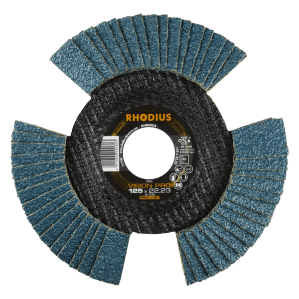 5x Rhodius VSION PRO Fächerschleifscheibe Korn:80 Ø125mm