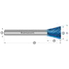 HM Frässtifte - 12 x 13 x 8 x 58 <br>Zahnform: HP-3 - Form: Winkel - DIN 8033: WKN