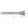 HM Frässtifte - 16 x 19 x 6 x 64 <br>Zahnform: HP-3 - Form: Winkel - DIN 8033: WKN