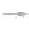 HM Frässtifte - 10 x 20 x 6 x 65 <br>Zahnform: HP-6 - Form: Spitzbogen - DIN 8033: SPG