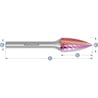 HM Frässtifte - 12 x 25 x 6 x 70 <br>Zahnform: HP-1 - Form: Spitzbogen - DIN 8033: SPG
