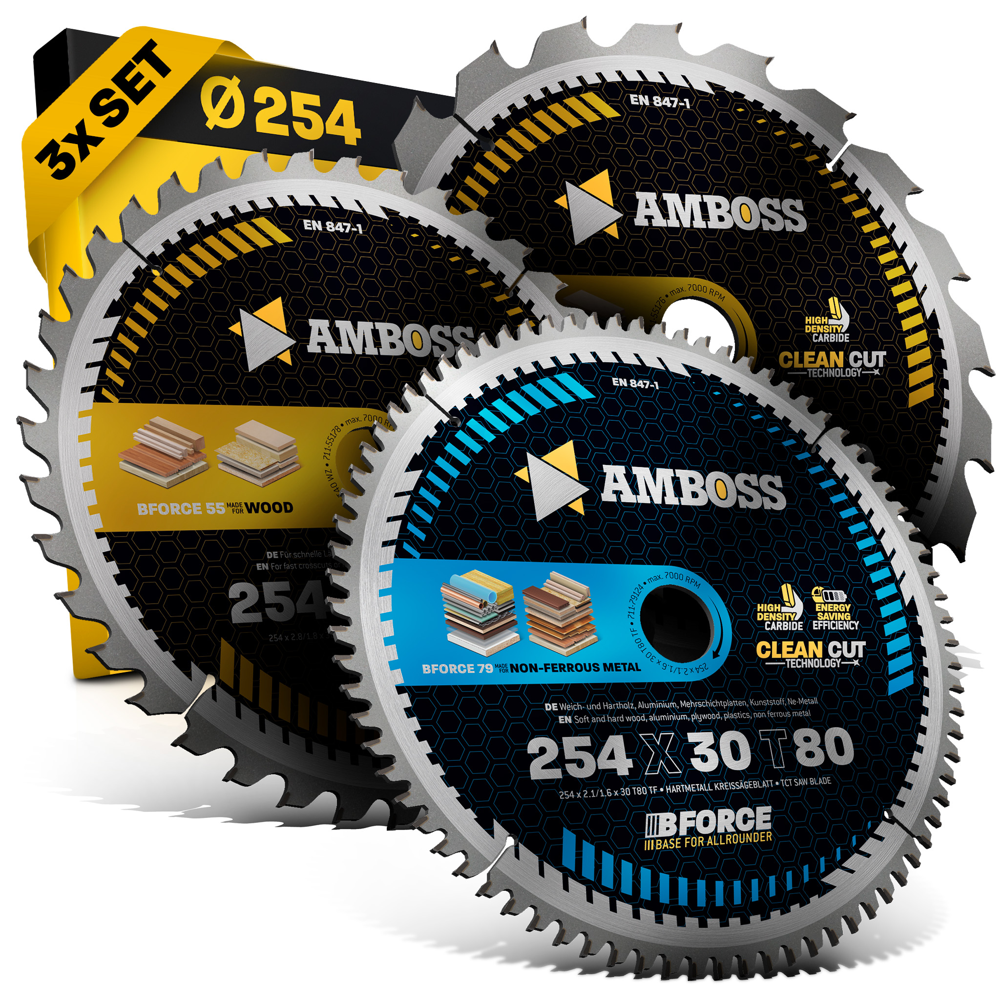 Amboss à ̃254 Tisch- Kreissägeblatt Set passend für Bosch GTS 10, PTS 10