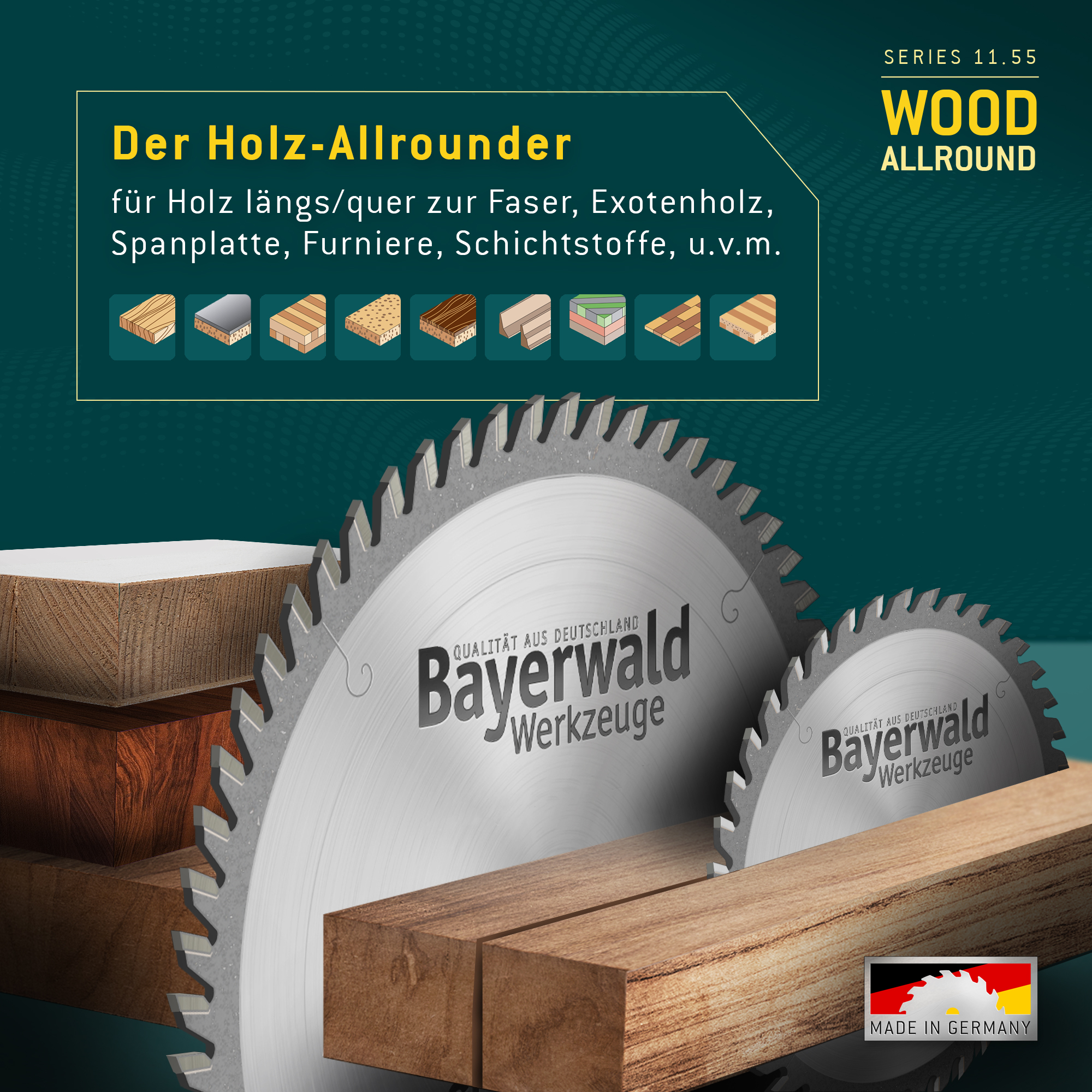 Bayerwald - HM Kreissägeblatt Serie 11.55 - Wechselzahn für Längs- 