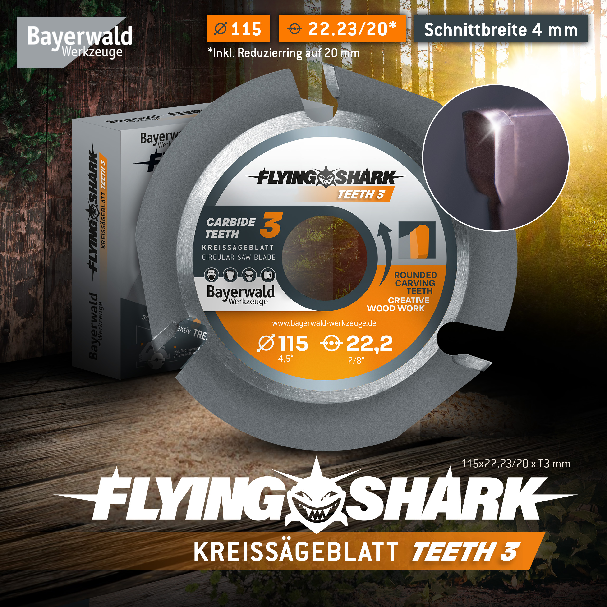 4251128749289 - Bayerwald Flying Shark - Hartmetall Frässcheibe - Ø 115 x 2223 mm Z3 4251128749289 - Bayerwald Flying Shark - Hartmetall Frässcheibe - Ø 115 x 2223 mm Z3