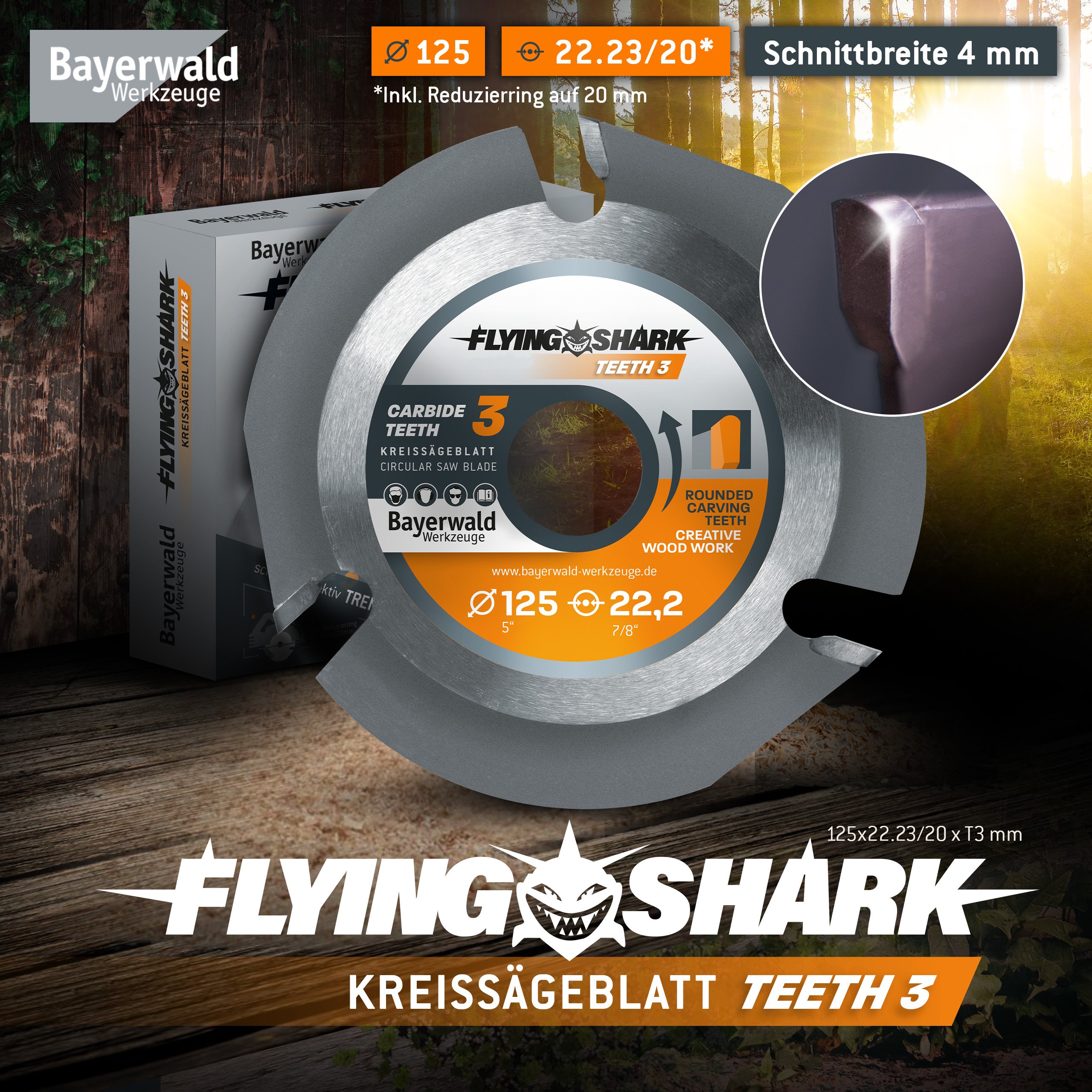 4251128749296 - Bayerwald Flying Shark - Hartmetall Frässcheibe - Ø 125 x 2223 mm Z3