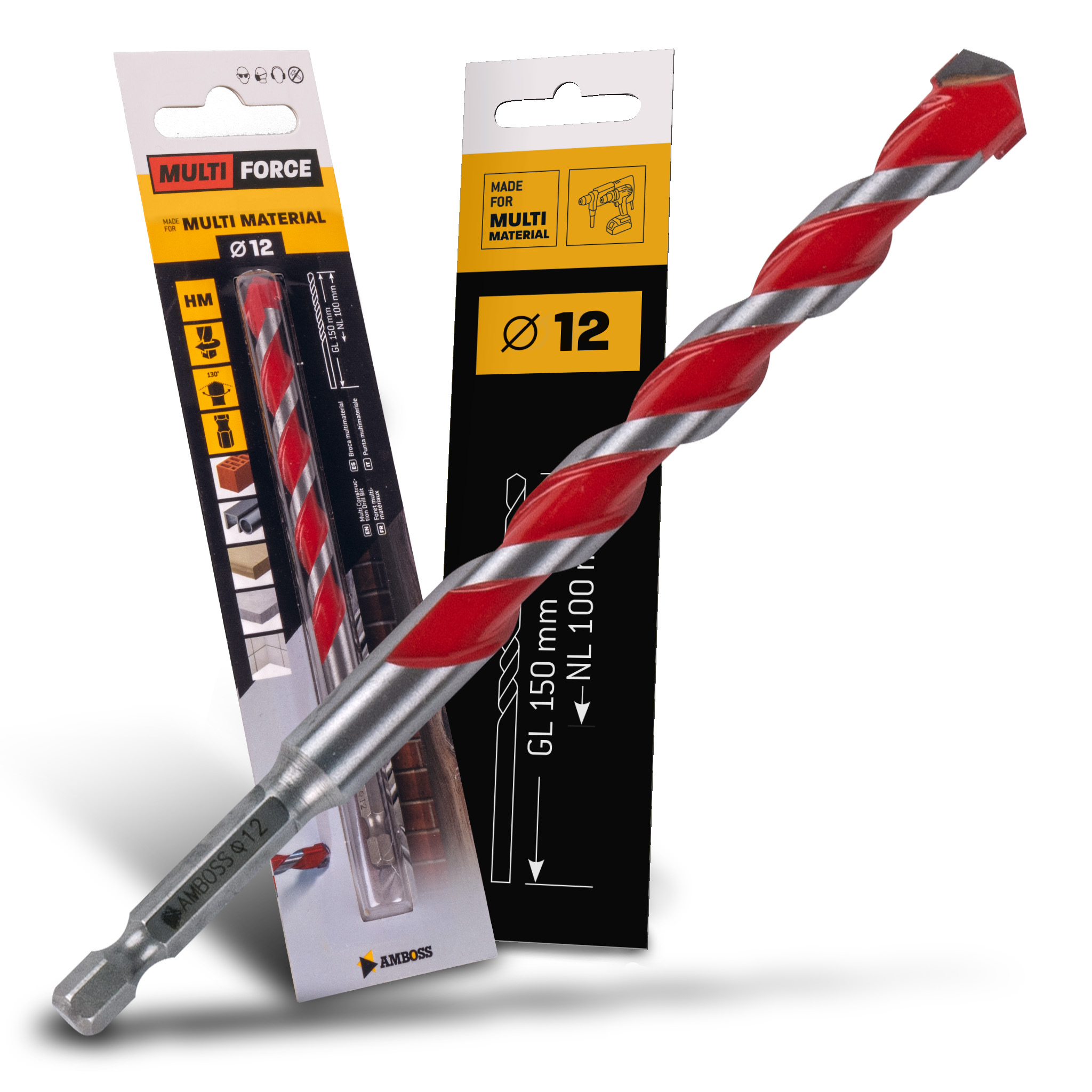Amboss Multi Force Hartmetall Bohrer - Ã ̃12 mm - GL: 140mm - NL: 90mm