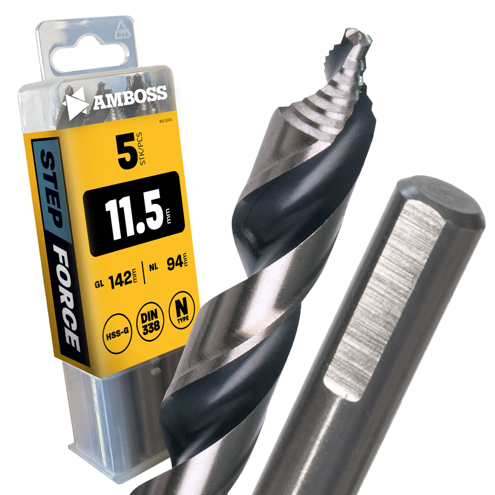 5 x HSS-G STEP Force Metallbohrer DIN 338 - Ã ̃:11.5 mm